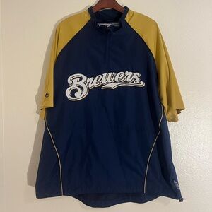 Milwaukee‎ Brewers Batting Practice Warmup Pullover Shirt Majestic Cool Base XL